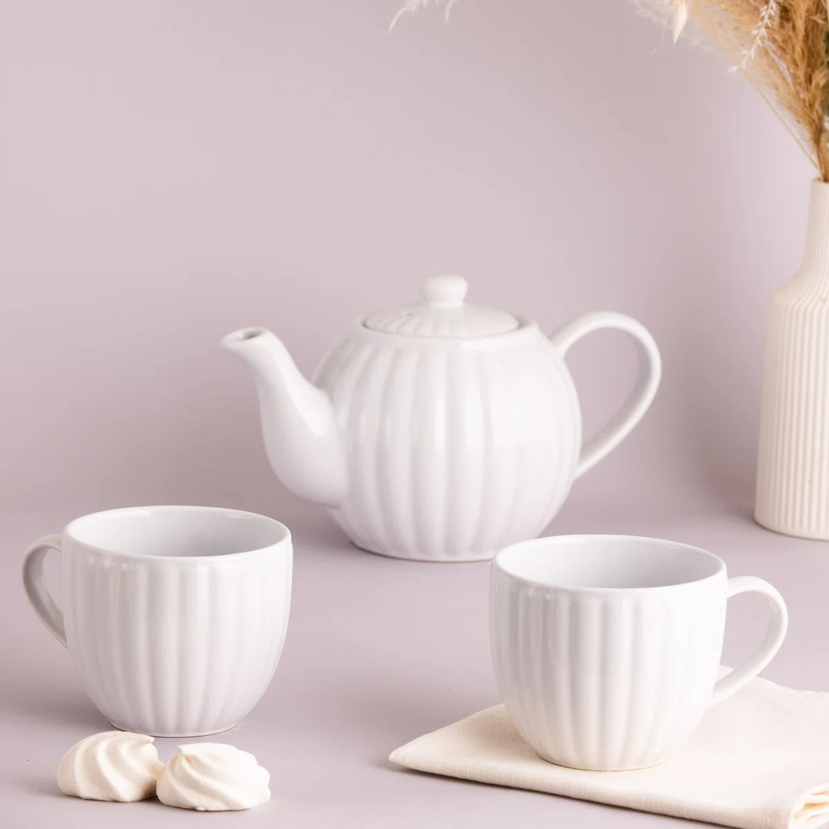 P&K Luxe Stoneware White Tea Set