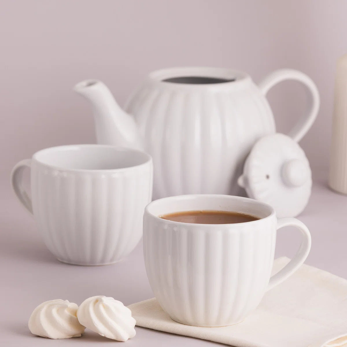 P&K Luxe Stoneware White Tea Set