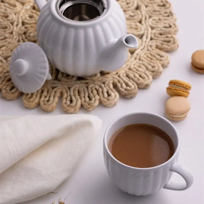 P&K Luxe Stoneware White Tea Set