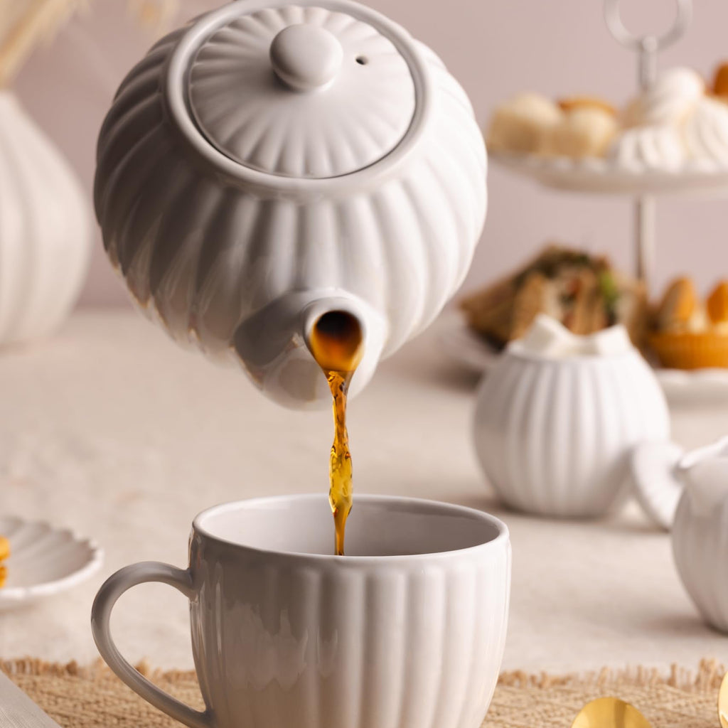 P&K Luxe Stoneware White Tea Set