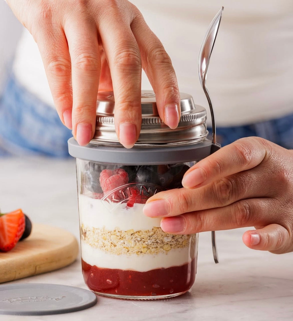 Kilner Glass Breakfast Jar Set with Spoon and Recipe Booklet