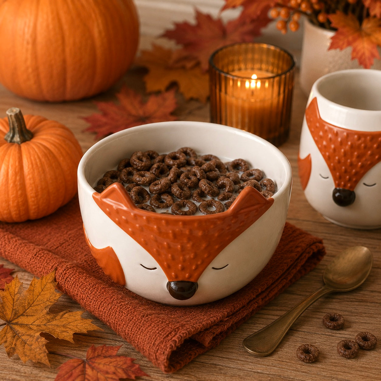 P&K Woodland Stoneware Fox Bowl & Mug Bundle