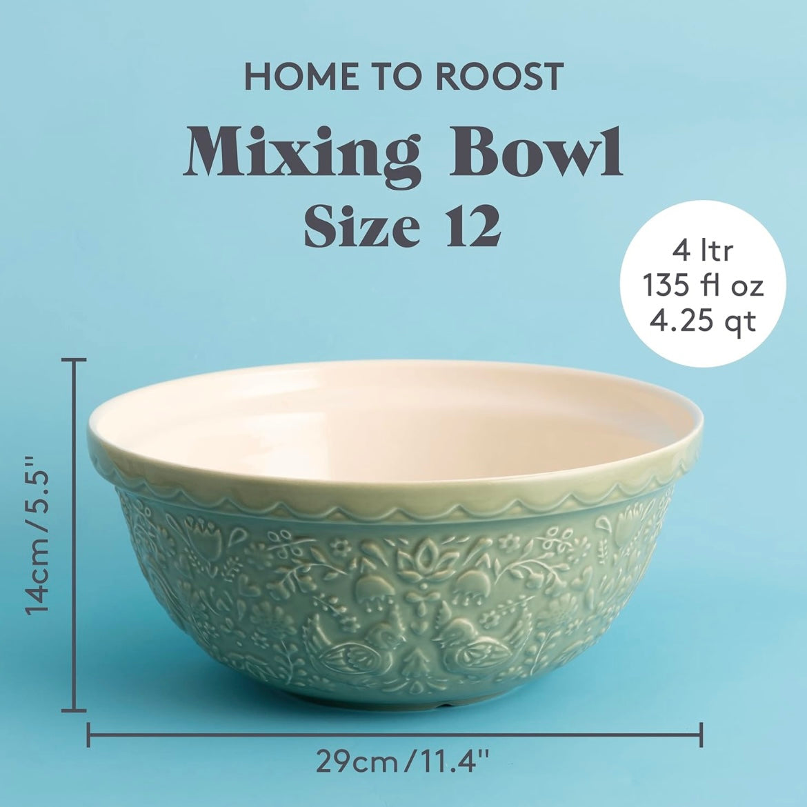 Mason Cash Home to Roost 29cm Sage Green Mixing Bowl