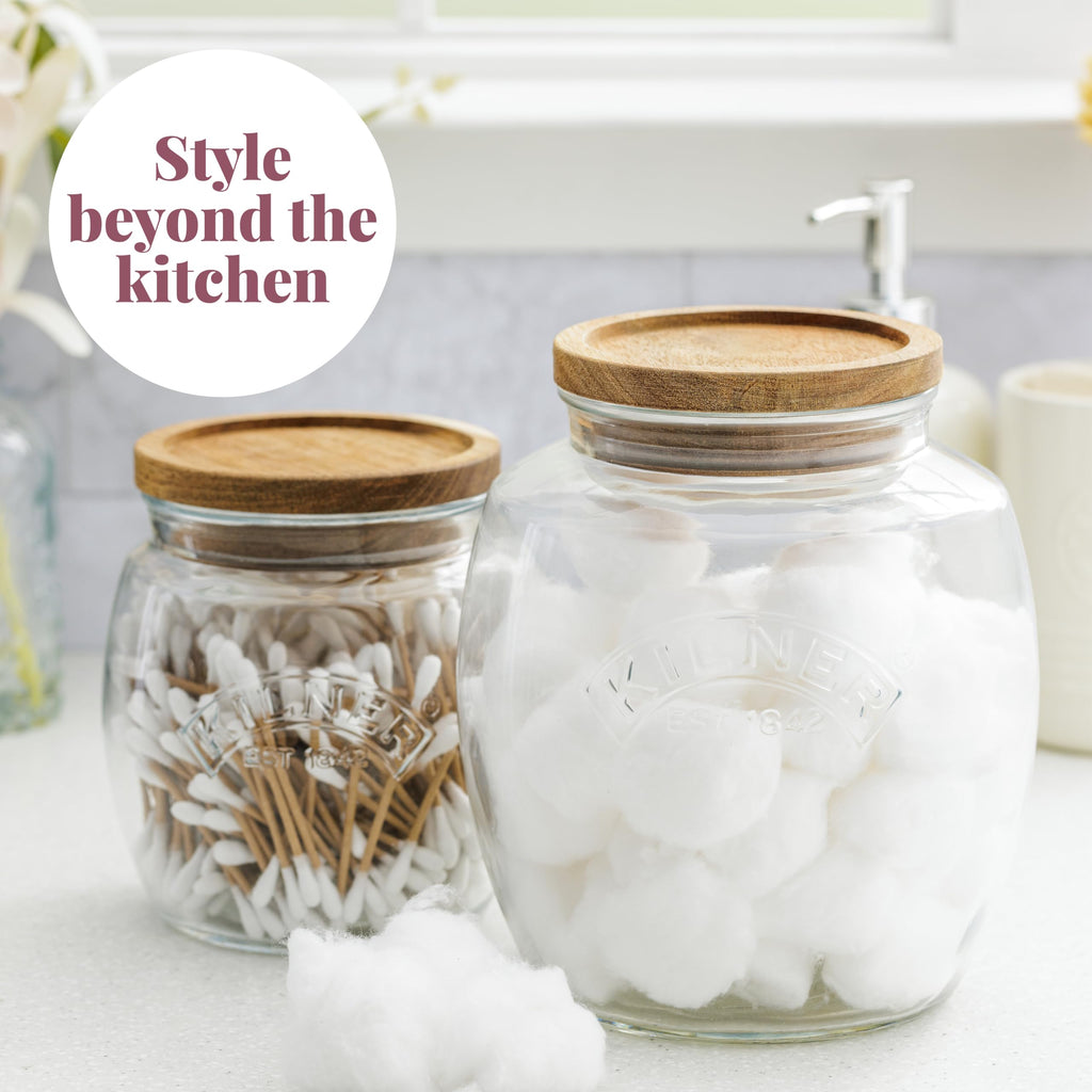 Kilner Acacia Pushtop Glass Jars