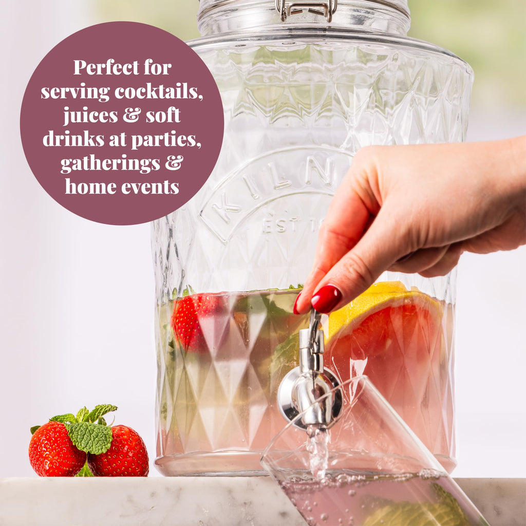 Kilner 5L Glass Diamond Drink Dispenser