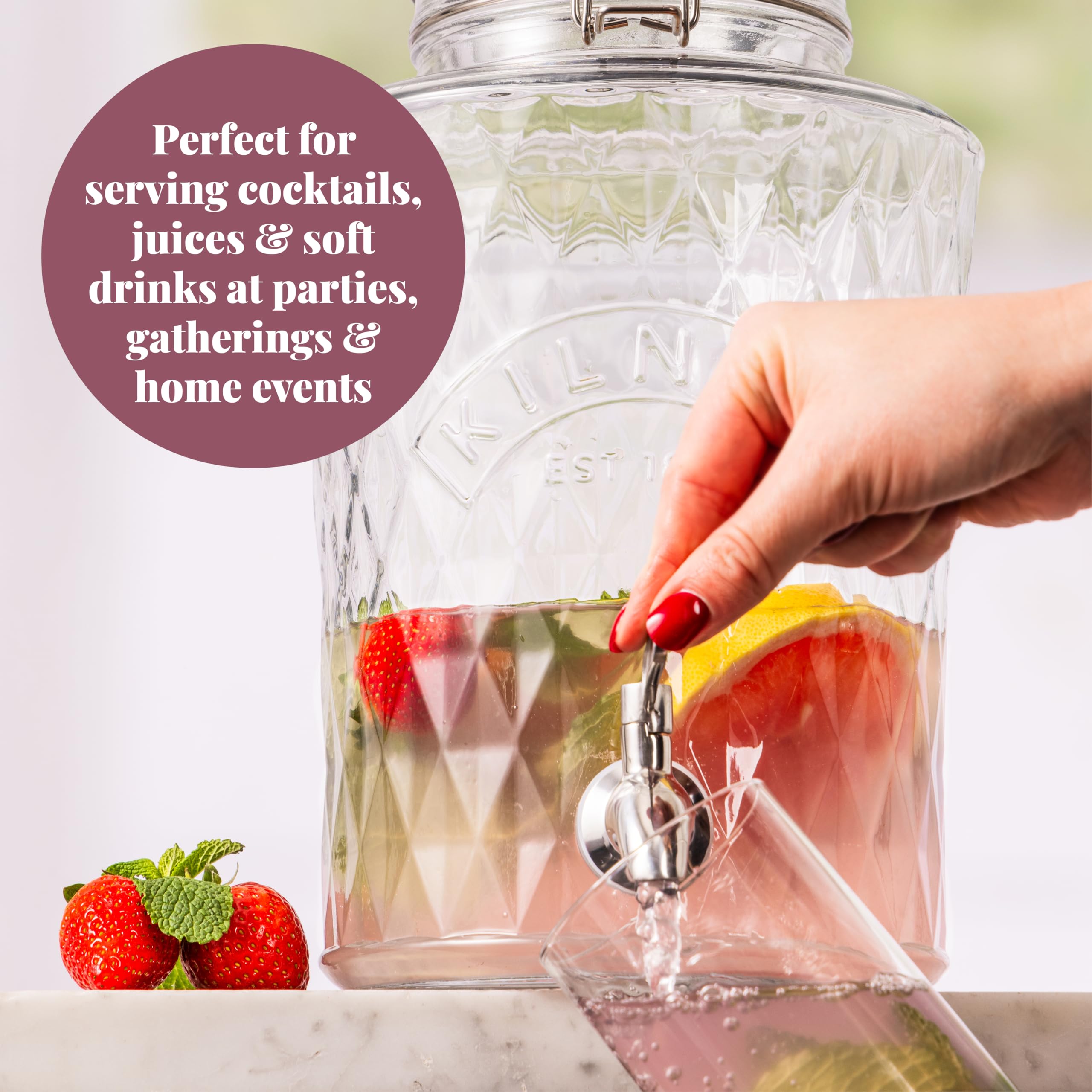 Kilner 5L Glass Diamond Drink Dispenser