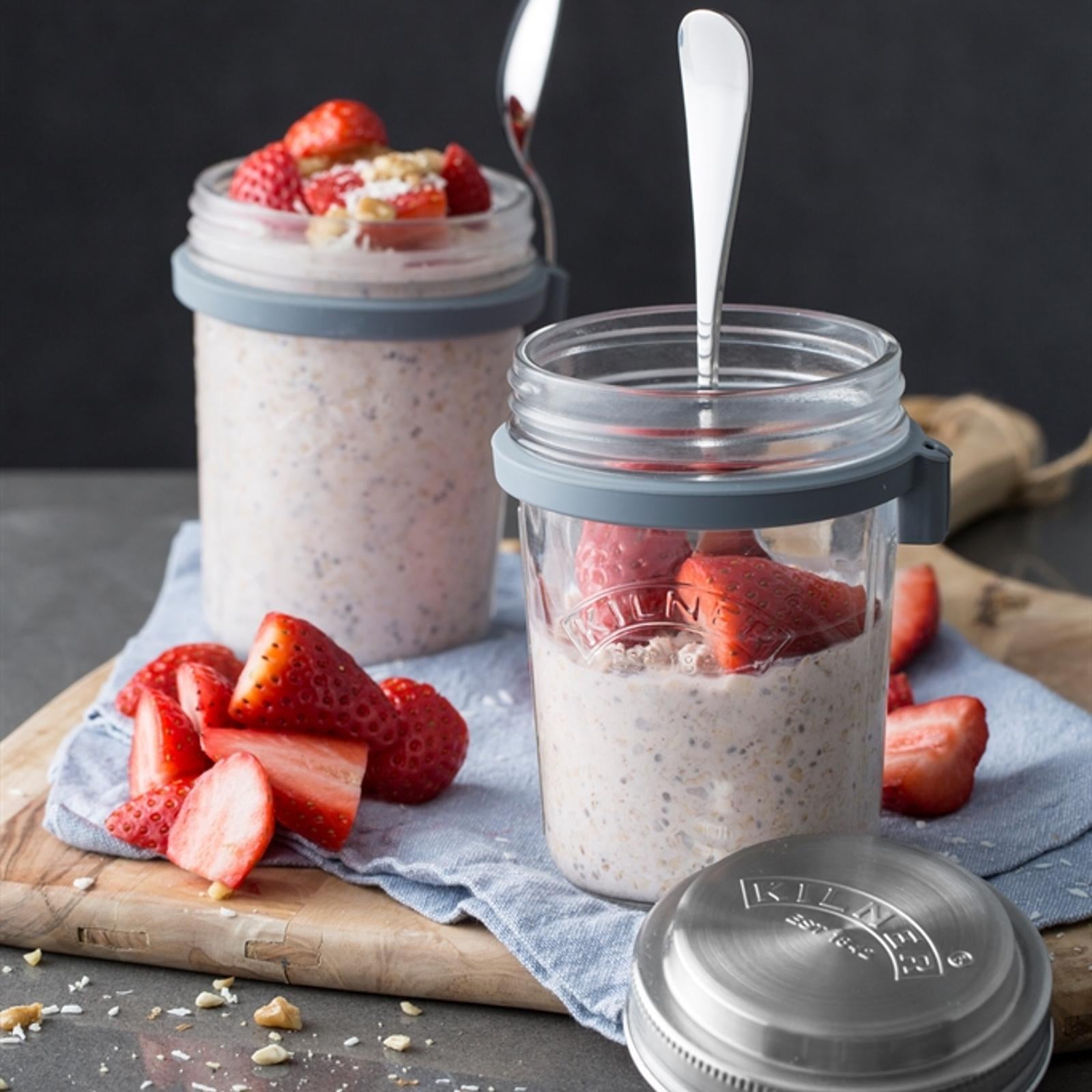 Kilner Glass Breakfast Jar Set with Spoon and Recipe Booklet