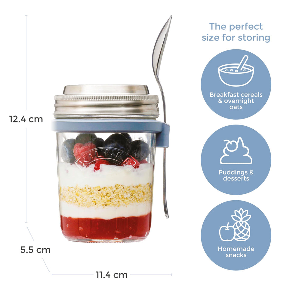 Kilner Glass Breakfast Jar Set with Spoon and Recipe Booklet