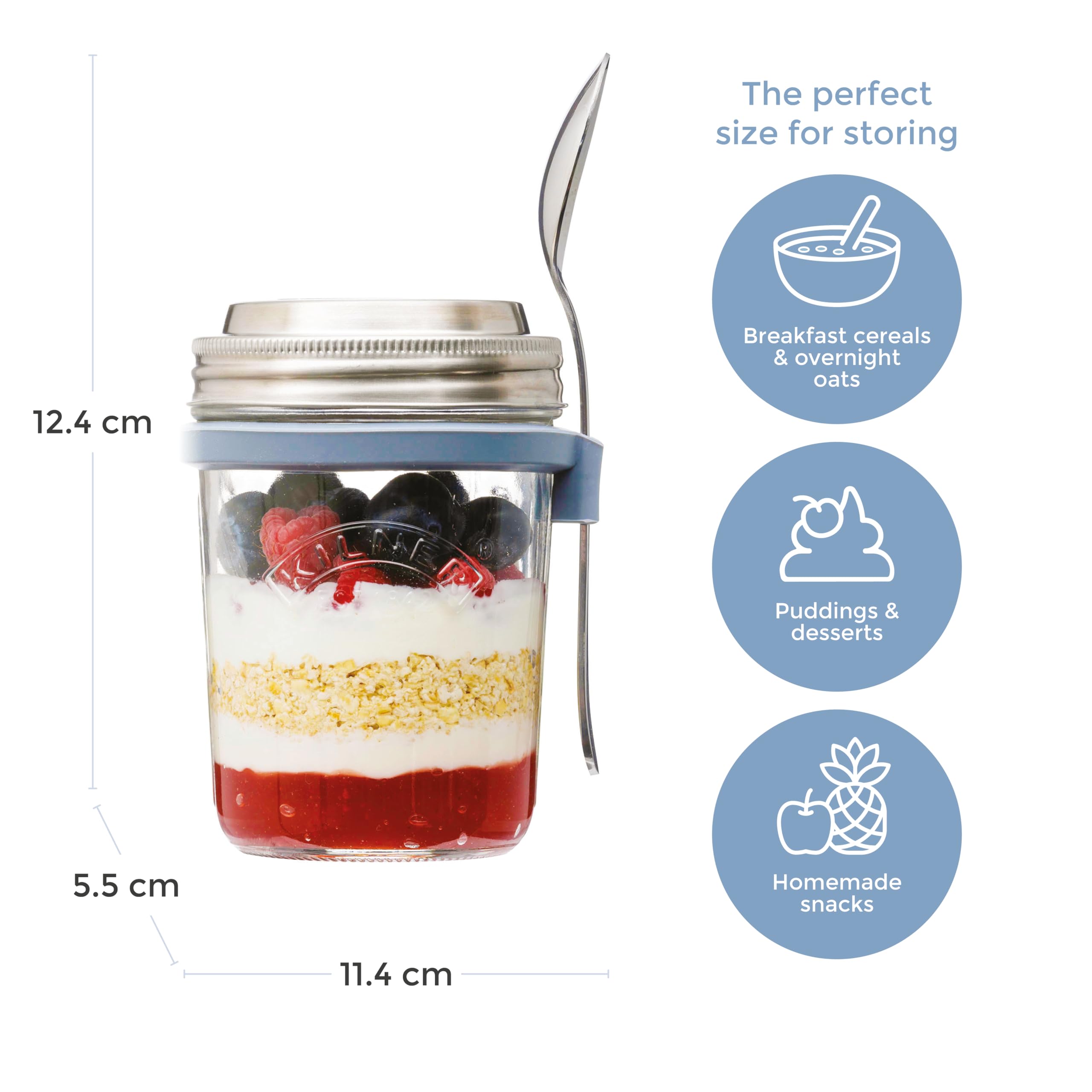 Kilner Glass Breakfast Jar Set with Spoon and Recipe Booklet