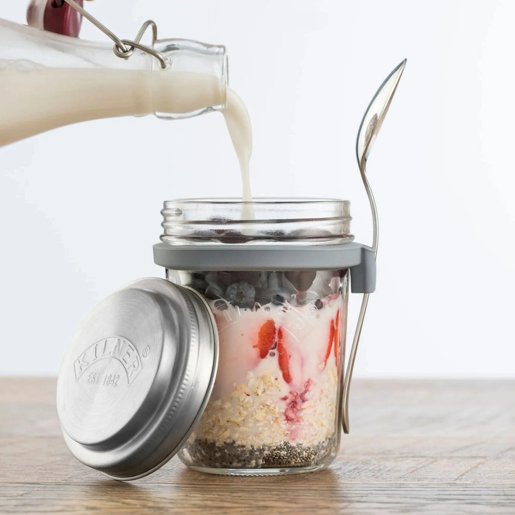 Kilner Glass Breakfast Jar Set with Spoon and Recipe Booklet