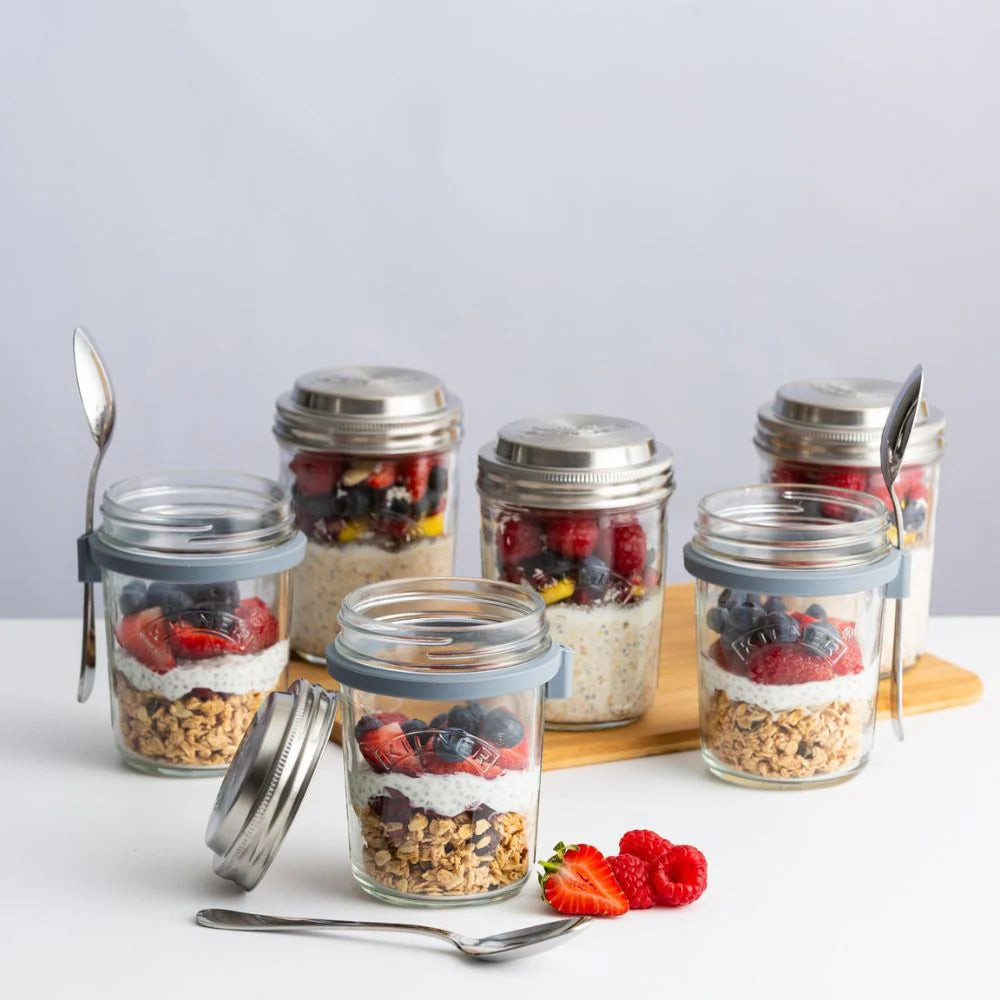 Kilner Glass Breakfast Jar Set with Spoon and Recipe Booklet