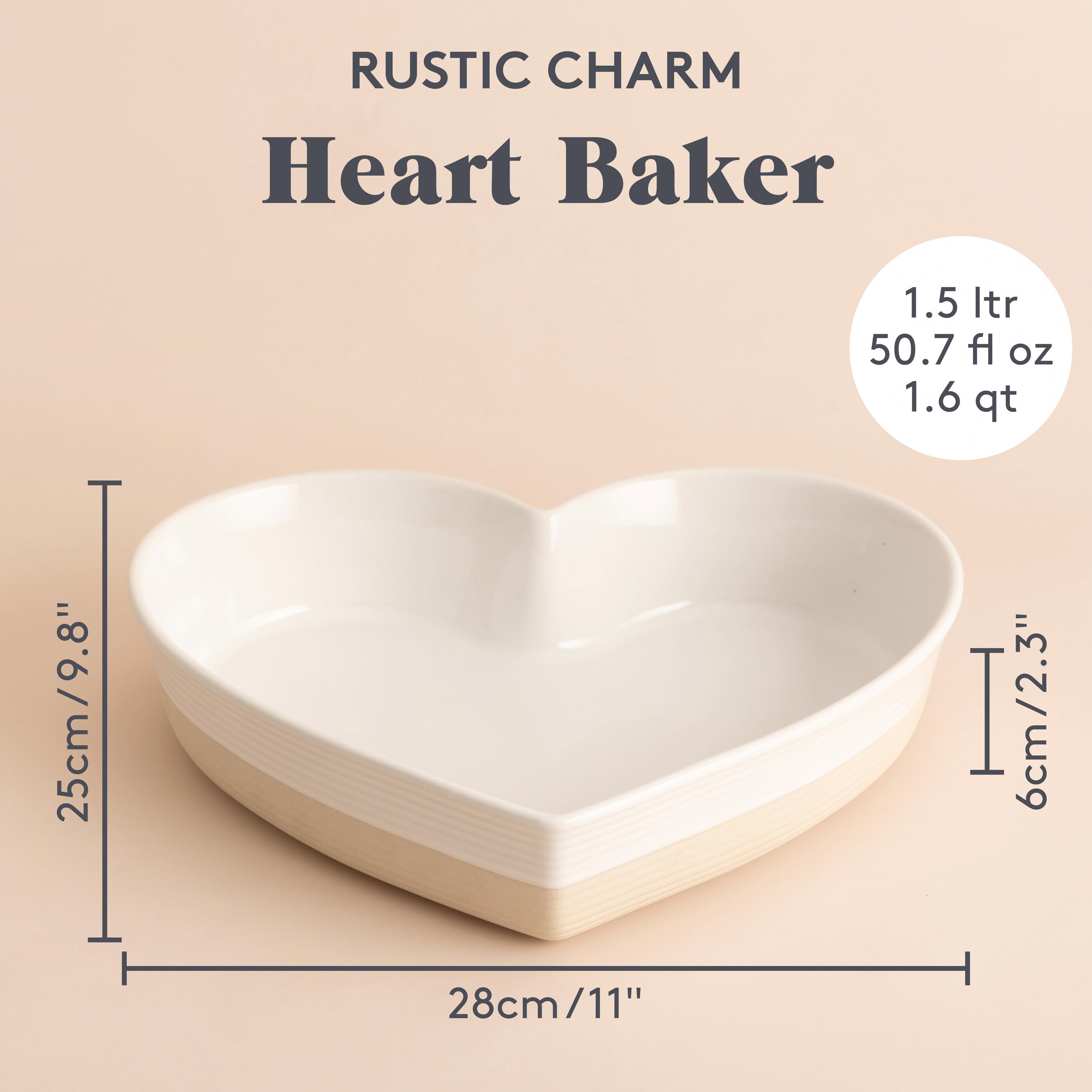 Mason Cash Rustic Charm 28cm Heart Pie Dish