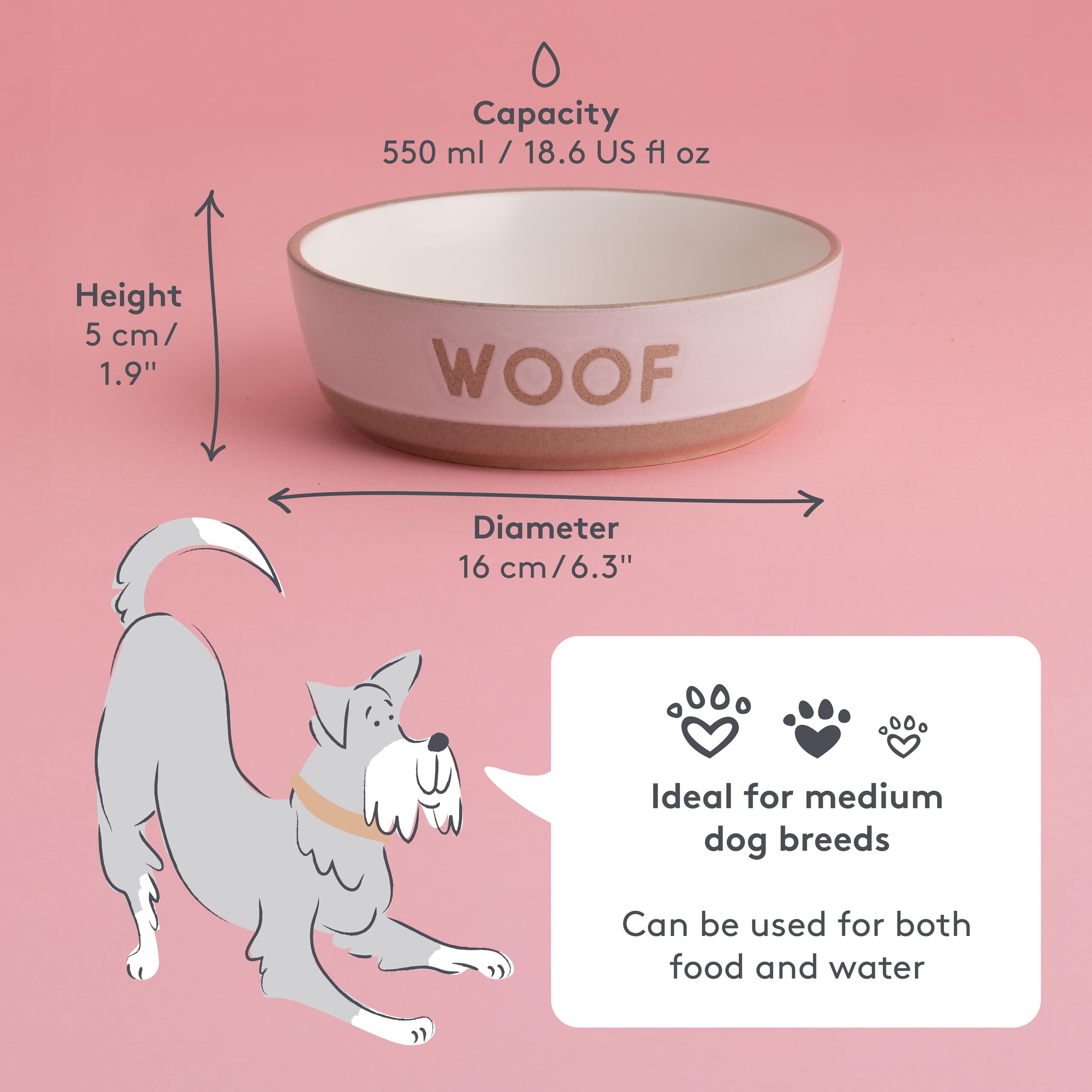 Mason Cash Cream Pet Bowl - “Woof” Collection