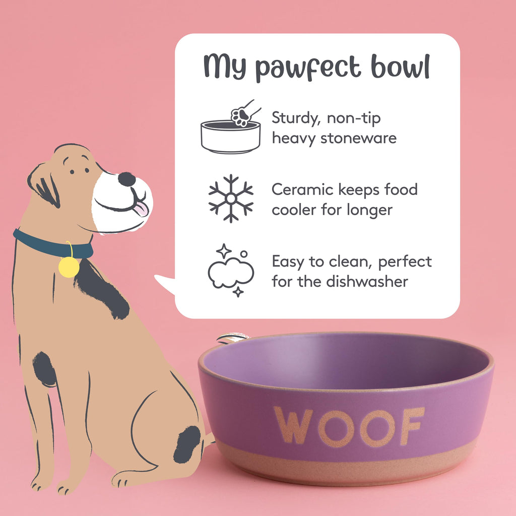 Mason Cash Purple Pet Bowl - “Woof” Collection
