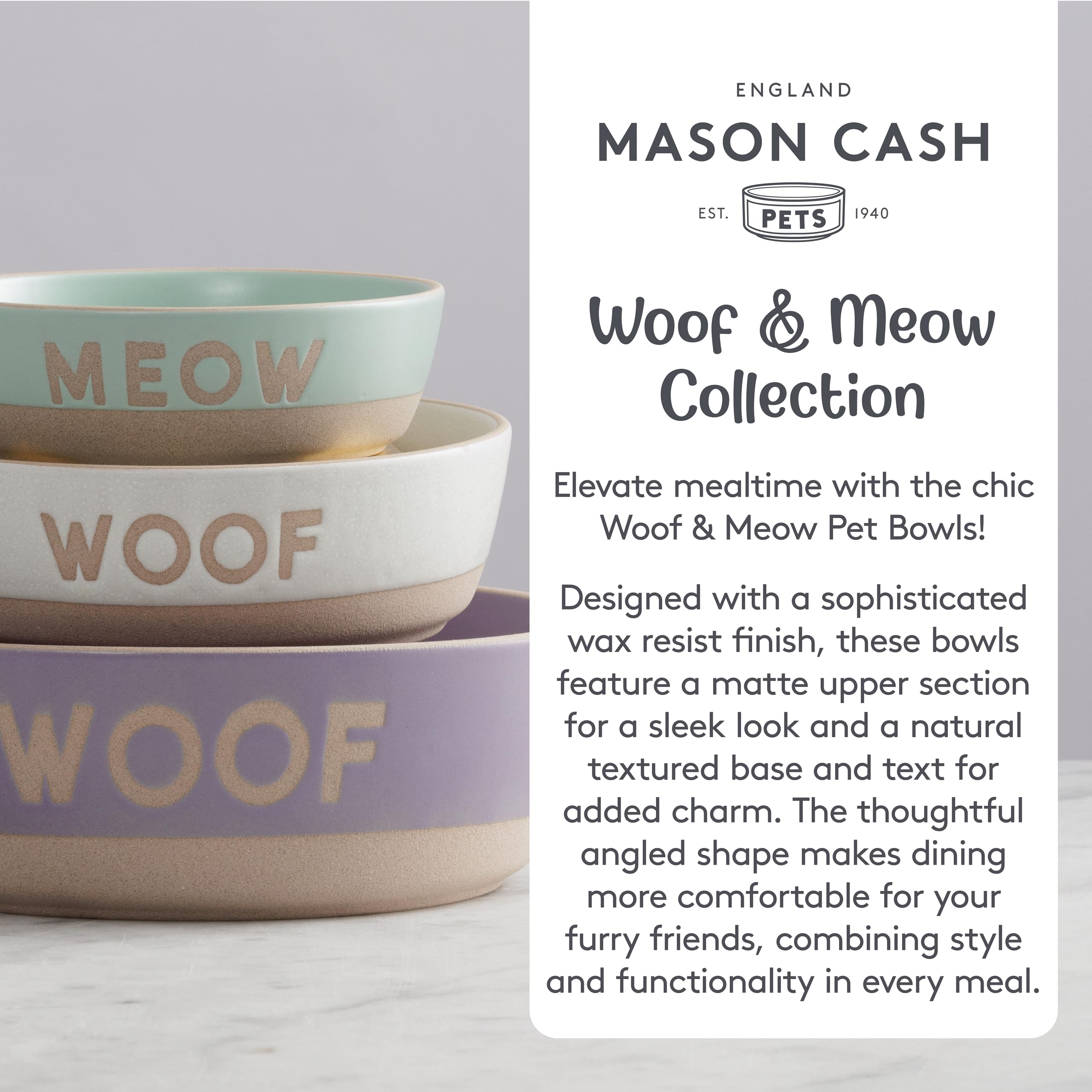 Mason Cash Purple Pet Bowl - “Woof” Collection