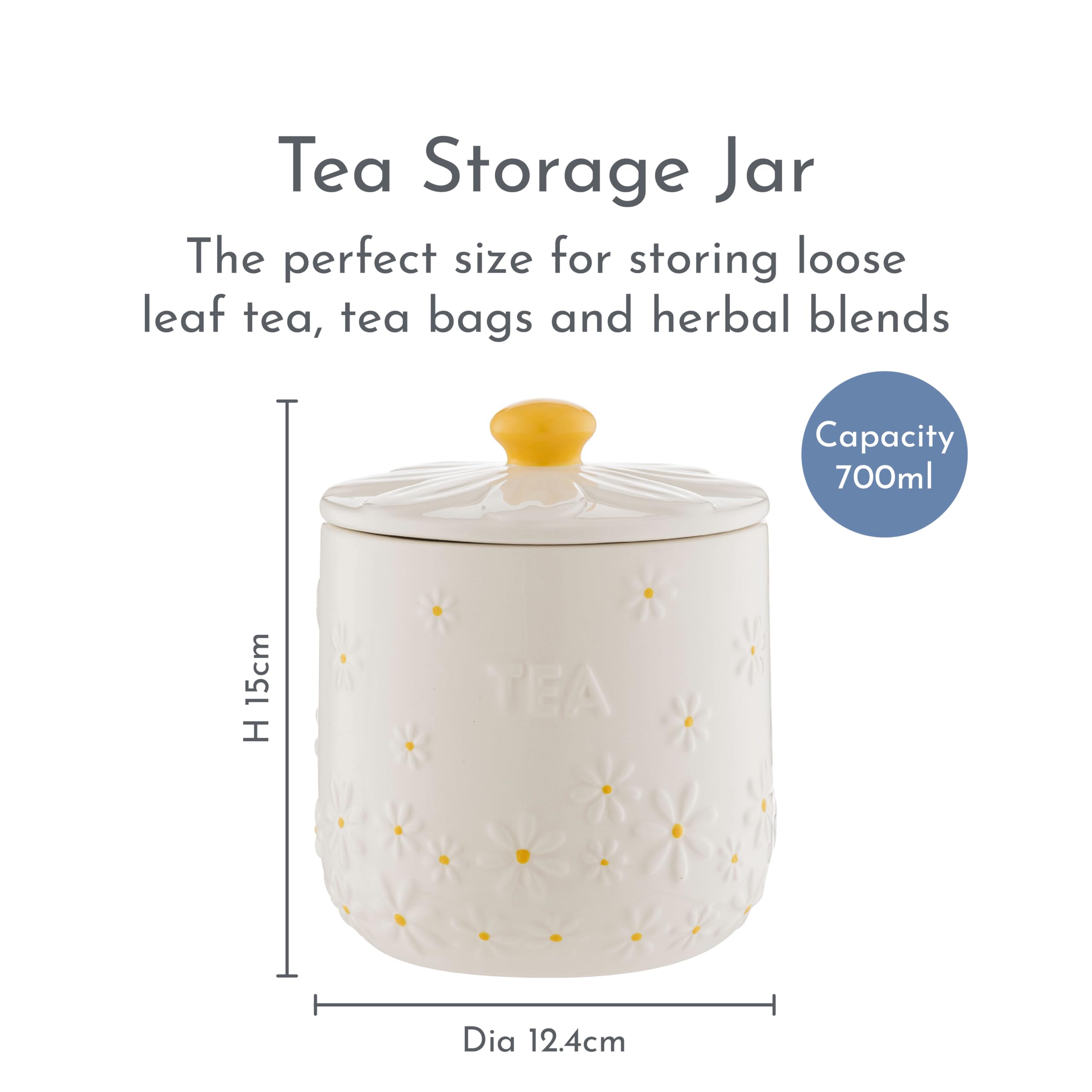 Daisy Tea, Coffee, Sugar Stoneware Canisters