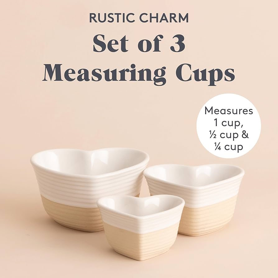 Rustic Charm Set of 3 Stoneware Measuring Cups