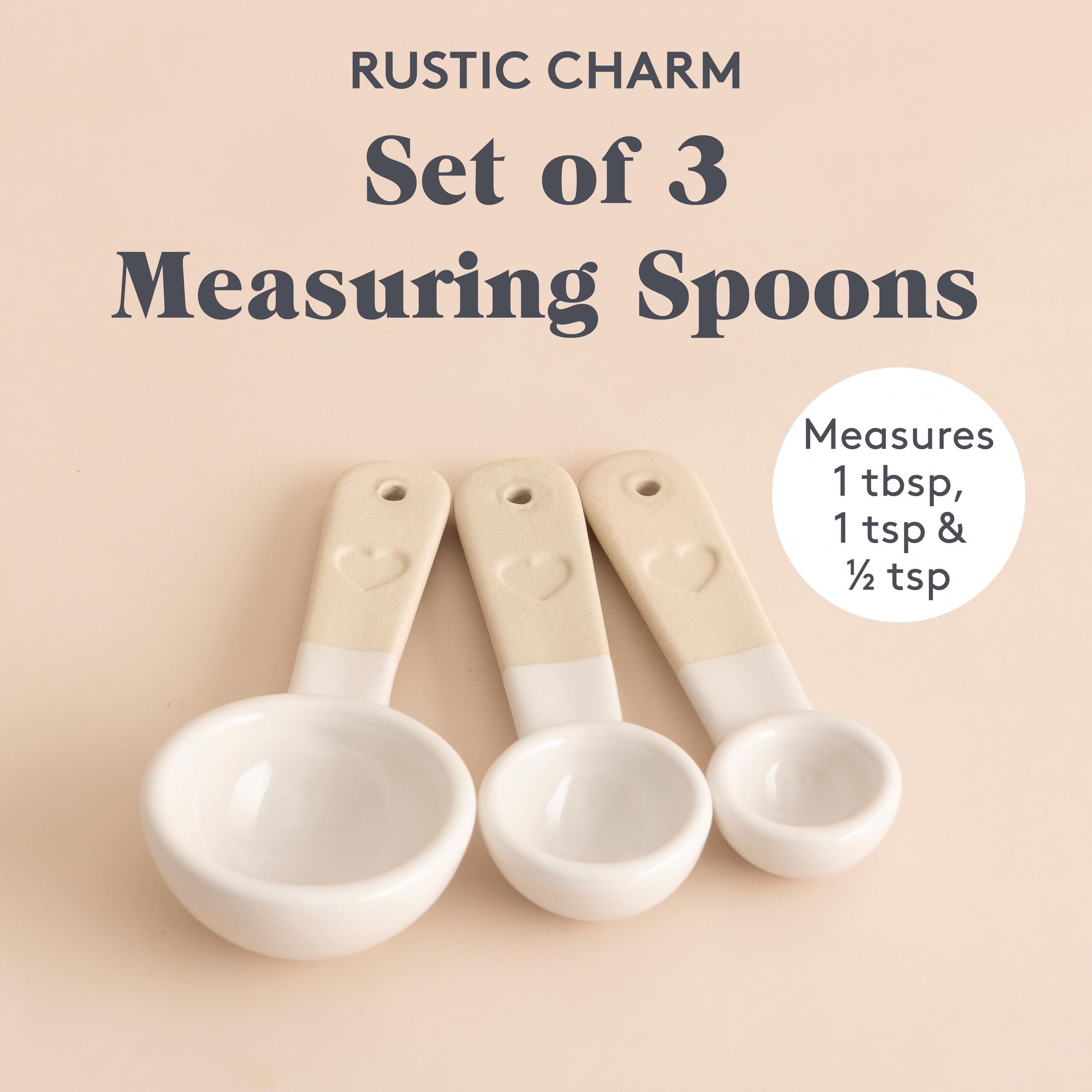 Rustic Charm Set of 3 Stoneware Measuring Spoons