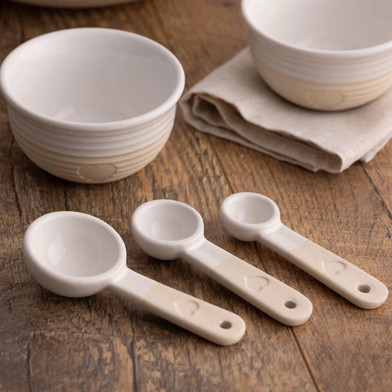 Rustic Charm Set of 3 Stoneware Measuring Spoons