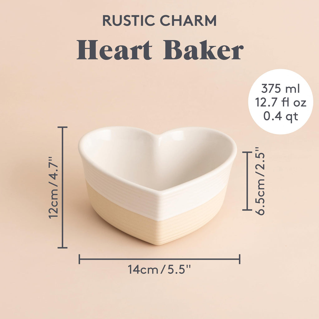 Rustic Charm 14cm Stoneware Heart Baker