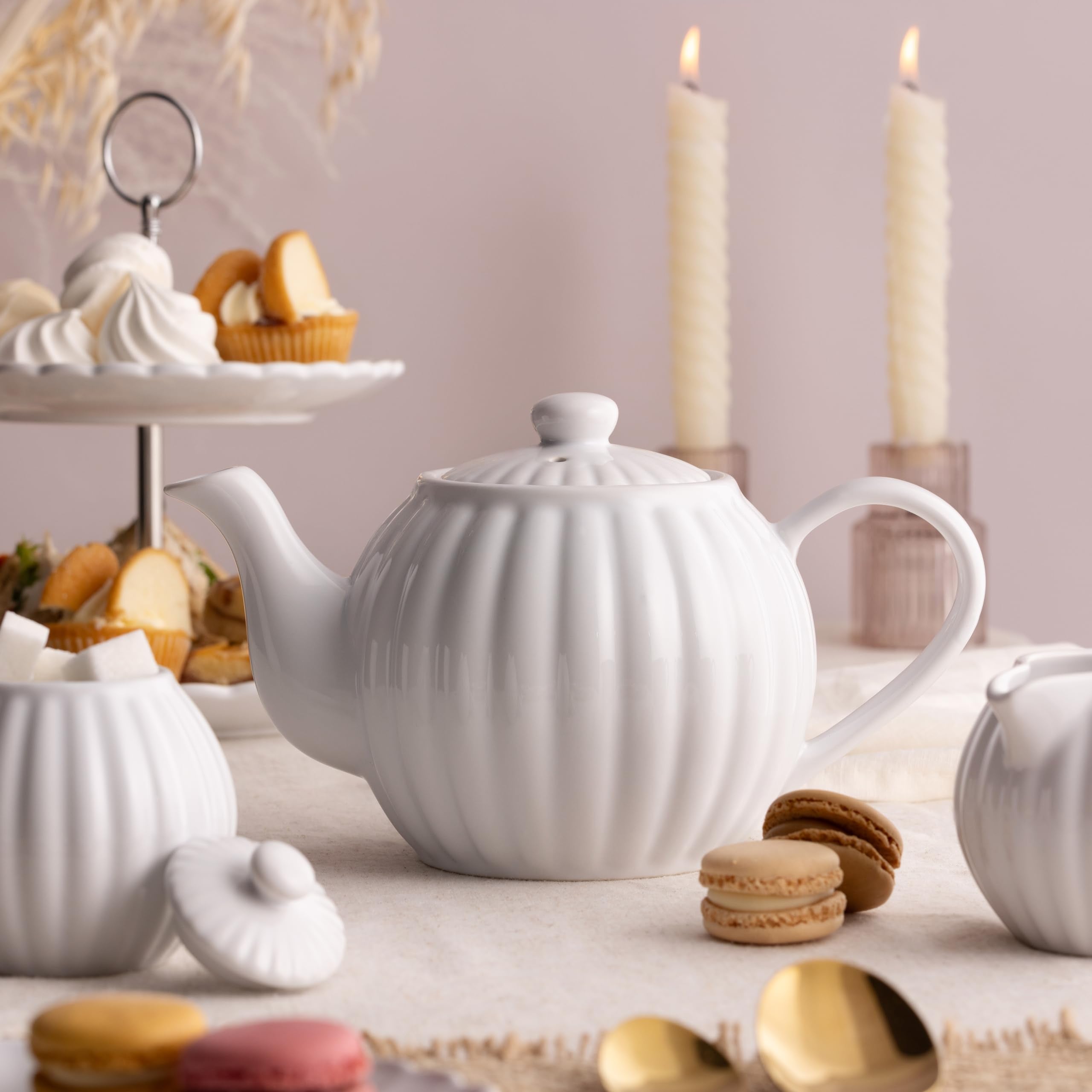 P&K Luxe Stoneware White Tea Set