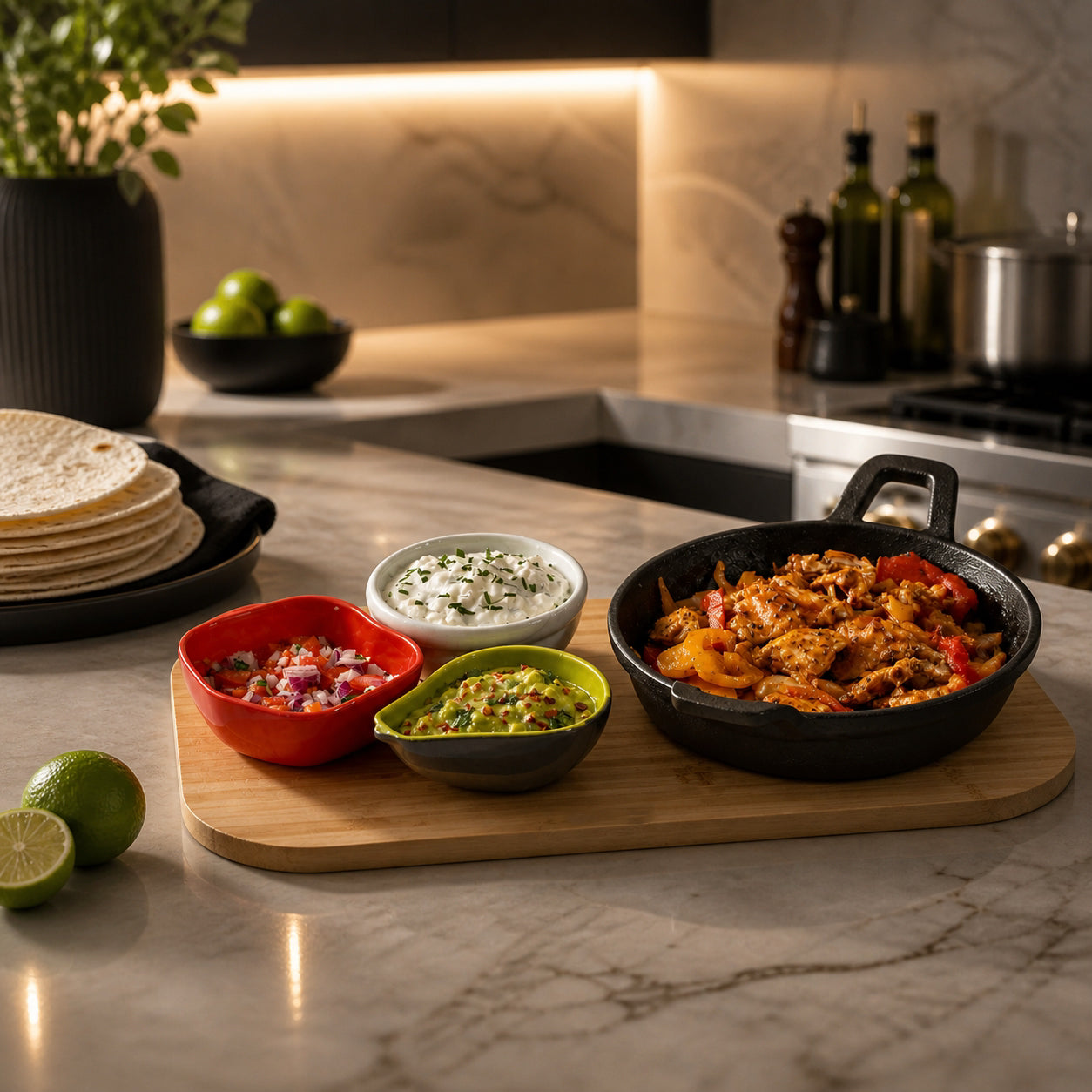 Cast Iron Fajita Serving Set